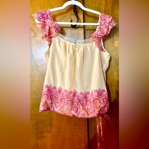 Lucky Brand Blouse - XL - Silk & Cotton - Pink& Cream